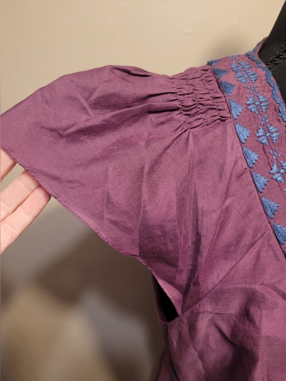 Tibi Embroidered Cotton/Silk Blend Dress Plum Size 10 - Picture 3 of 8